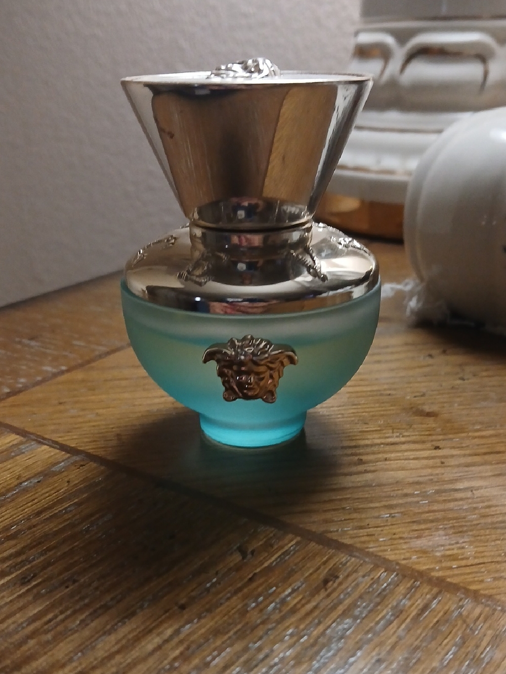 Versace Blue Frosted Glass Fragrance Bottle
